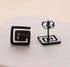 Rhodium Plated Ancient Greek Key Gun Black Men & Women Stud Earrings